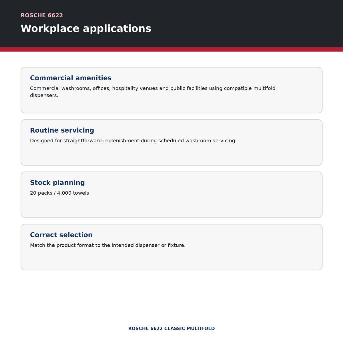 Rosche 6622 Classic Multifold applications
