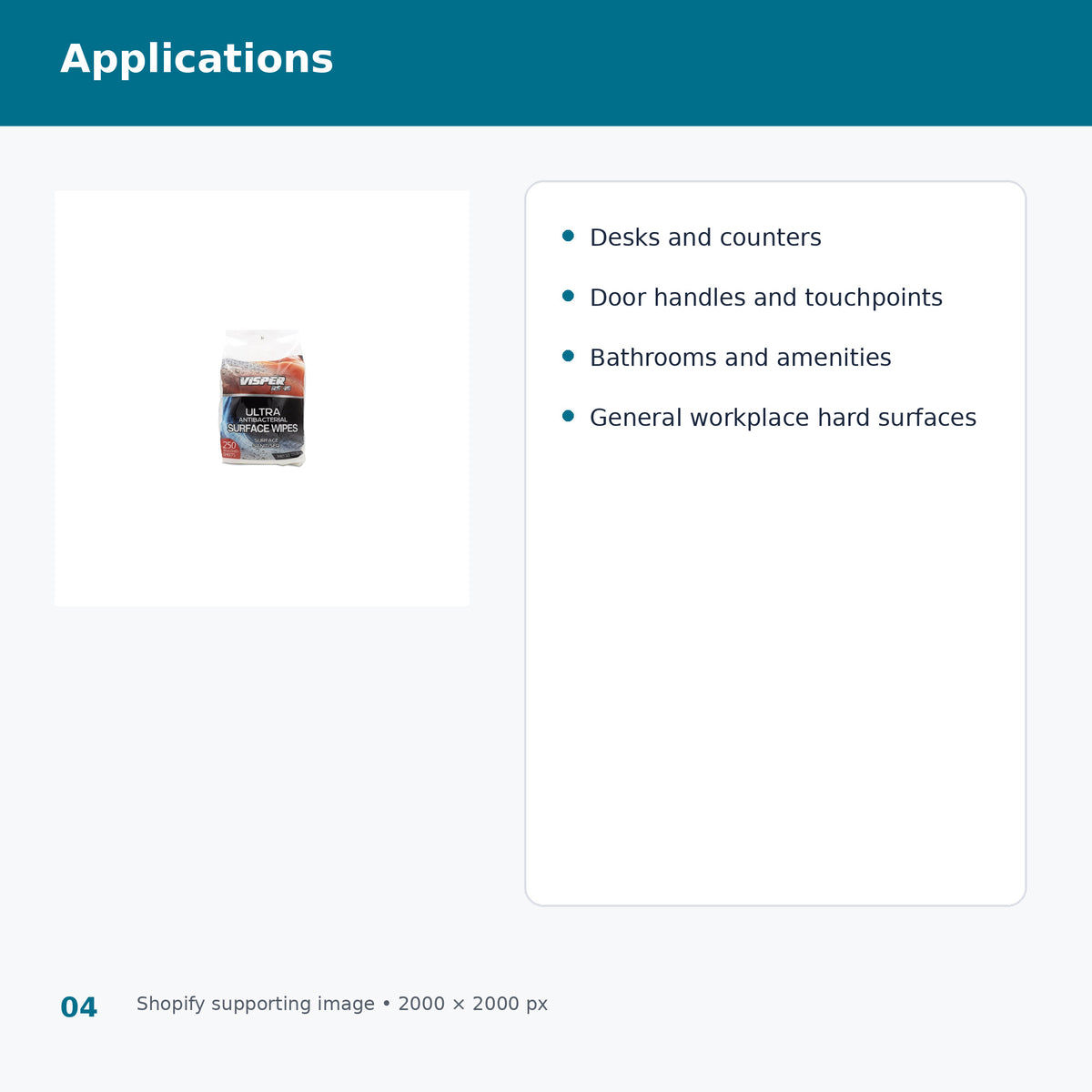 rosche 8906 visper antibacterial surface wipes recommended applications
