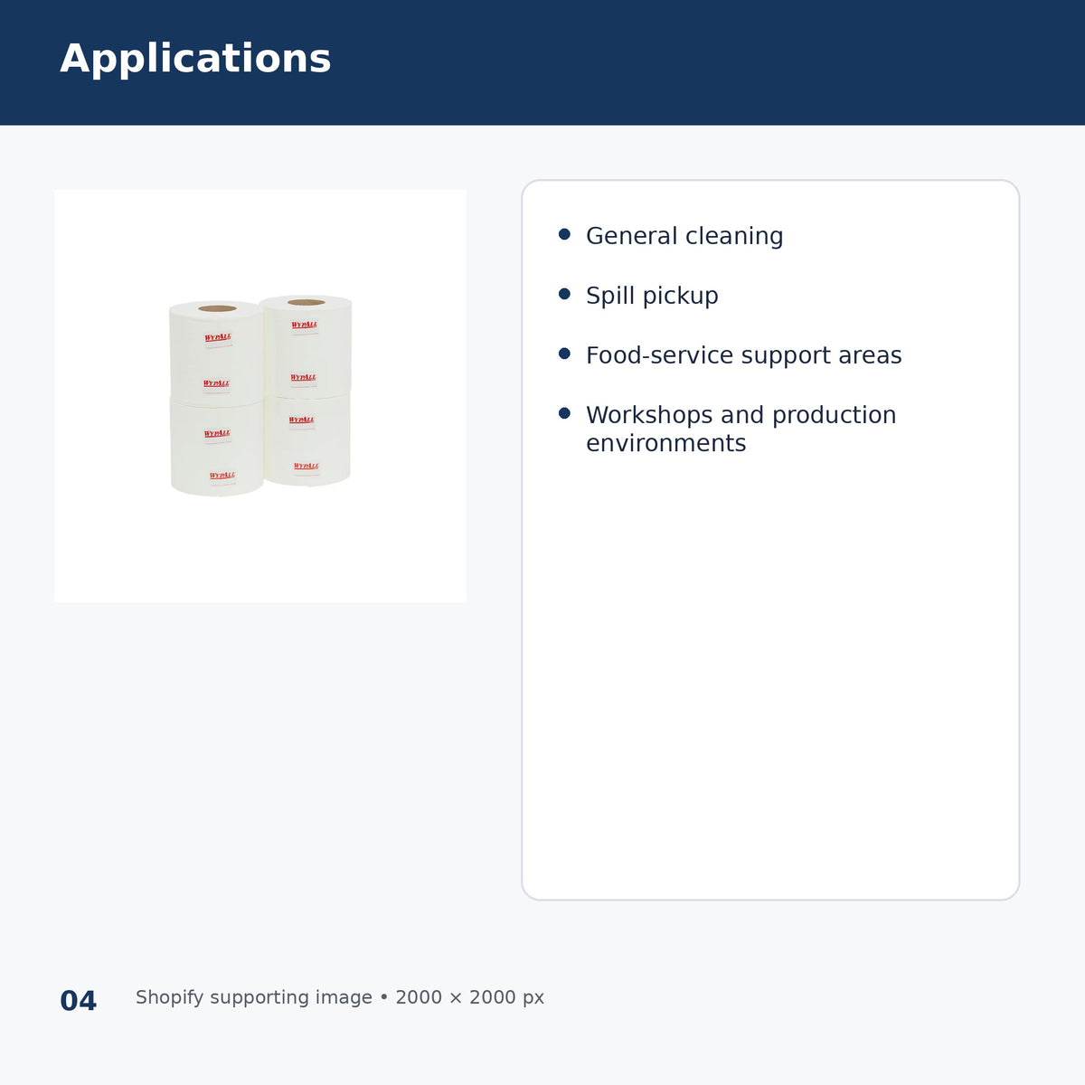 wypall 94121 l10 regular duty centrefeed wiper roll recommended applications
