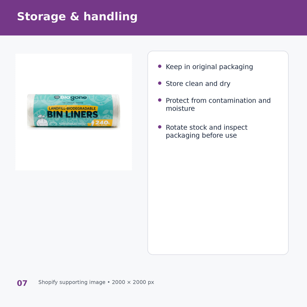 biogone 240l clear bin liners selection and storage
