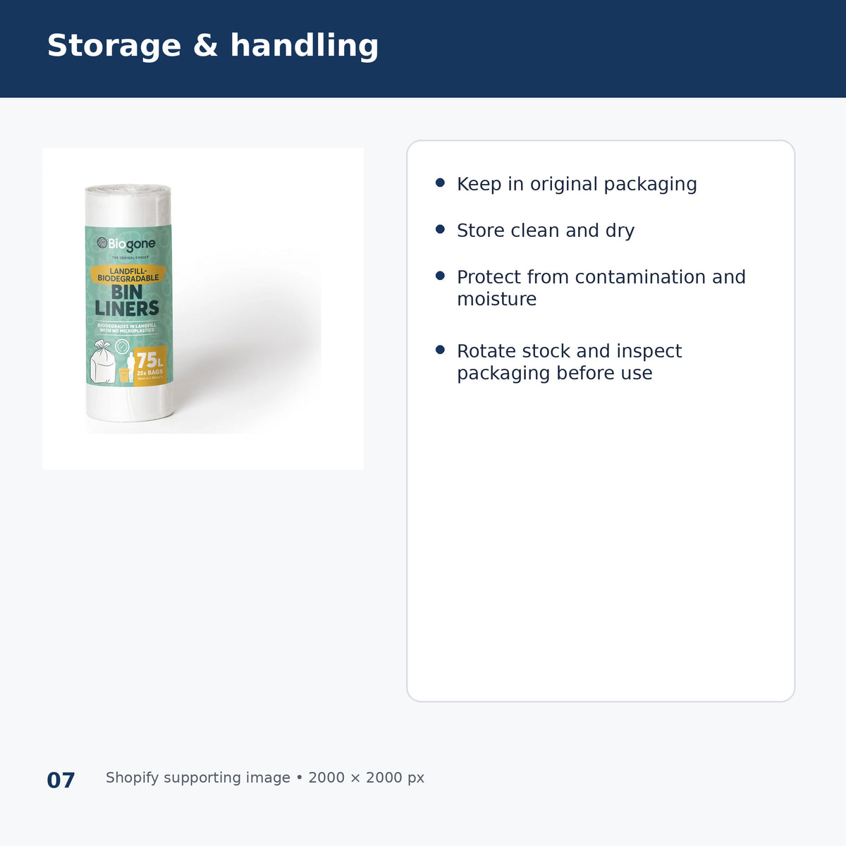 biogone 75l clear bin liners selection and storage
