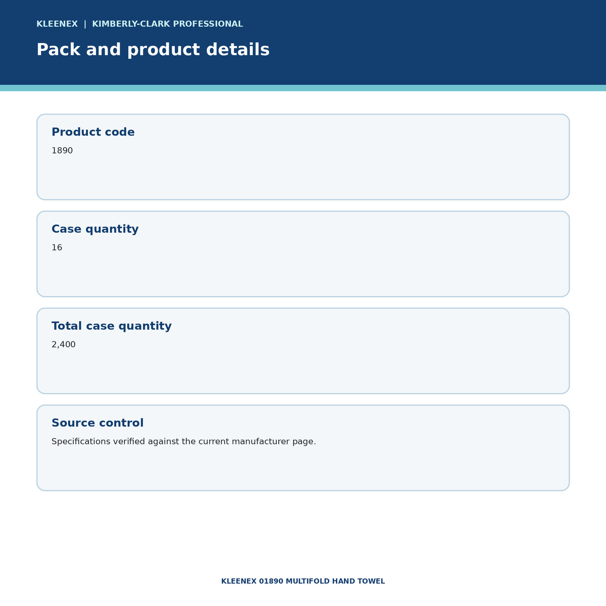 KLEENEX 01890 Multifold Hand Towel pack and product details
