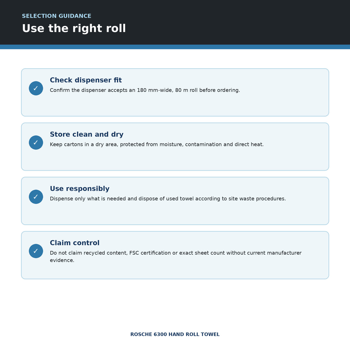 Rosche 6300 selection and storage guidance
