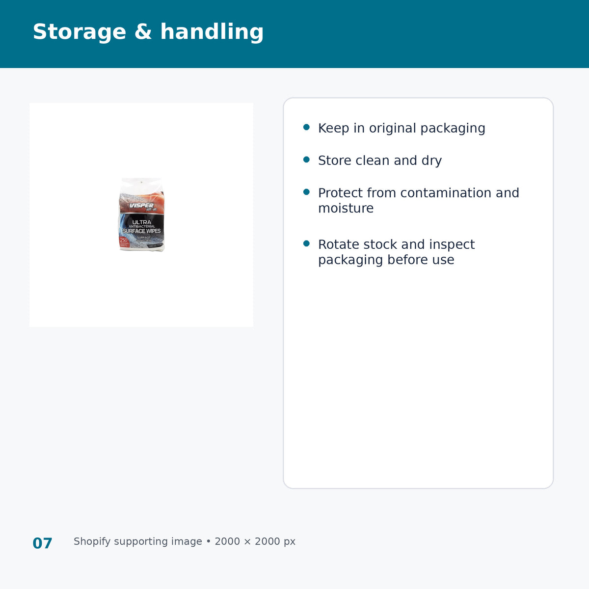 rosche 8906 visper antibacterial surface wipes selection and storage
