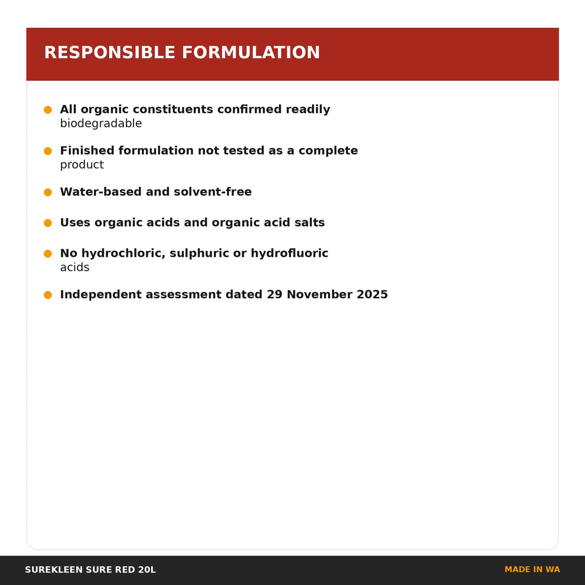 Sure Red biodegradability assessment and responsible formulation
