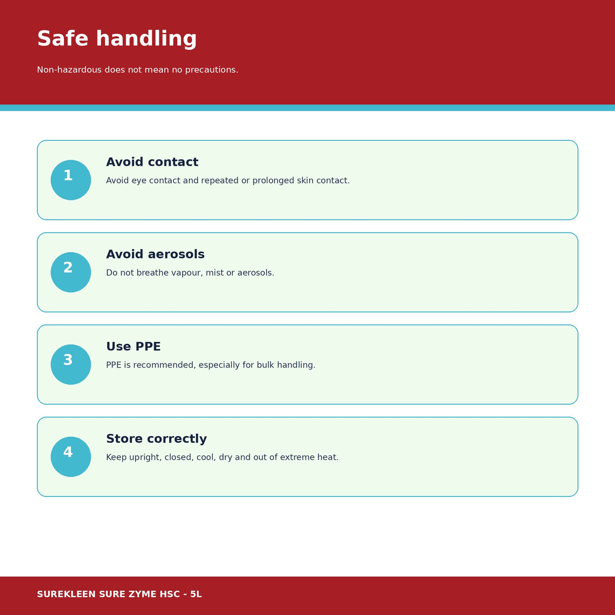 Sure Zyme HSC handling PPE aerosol and storage guidance
