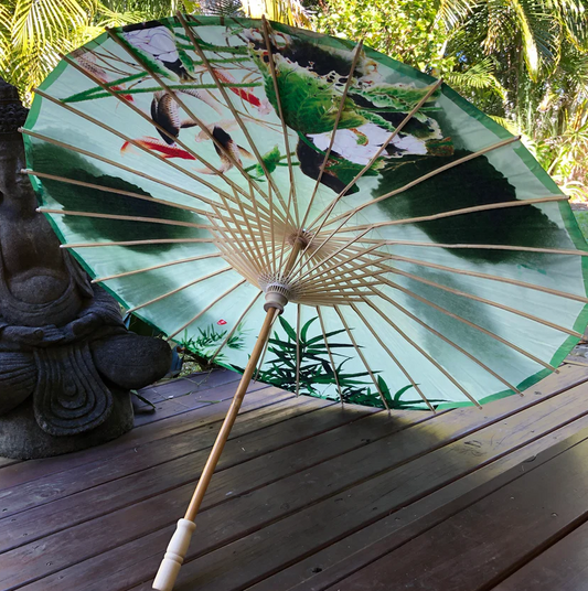Chinese paper parasol - lotus flowers and fish