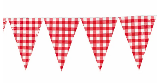 Red Gingham Large Plastic Banner - 72 x 51cm