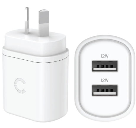 Cygnett PowerPlus 12W Dual Port Wall Charger (White)