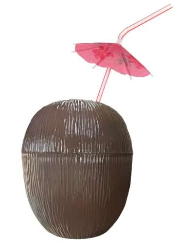 Brown Novelty Coconut Cup - 10.6cm wide x 12cm tall