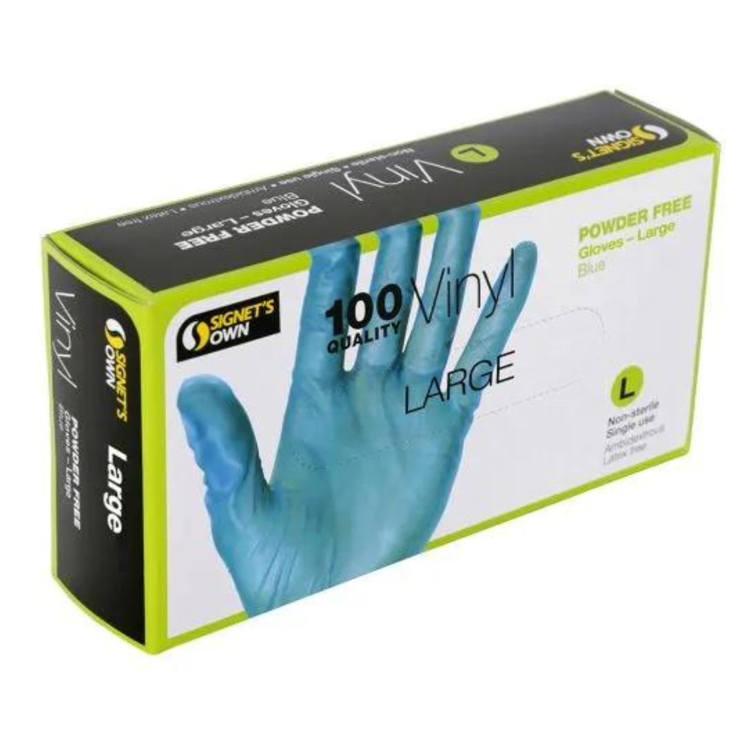 Nitrile Disposable Gloves, Powder Free, Size Large, Blue, 100PK, 1/BOX