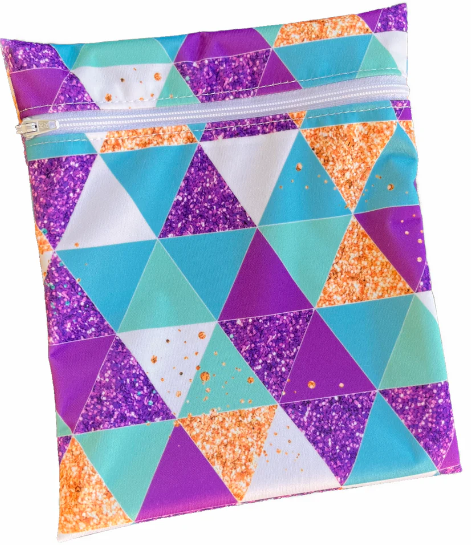 Regular Wet Bag - Glitter Triangles Pattern