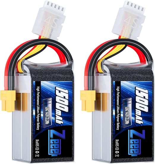 4S Lipo Battery 1500mAh 14.8V 120C RC Battery with XT60 Plug (2 Pack)