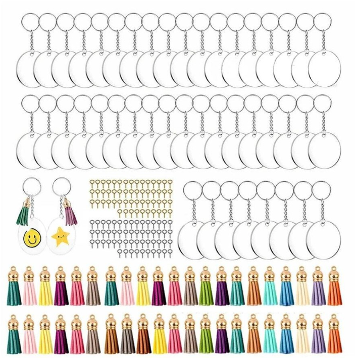 DIY Keyring Clear Acrylic Keychain Pendants Kits