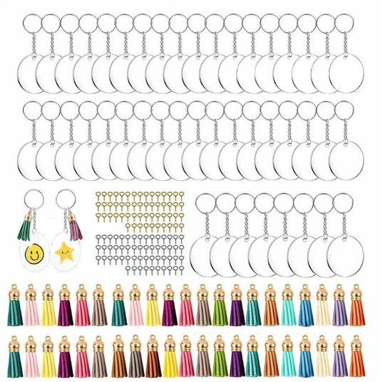 DIY Keyring Clear Acrylic Keychain Pendants Kits