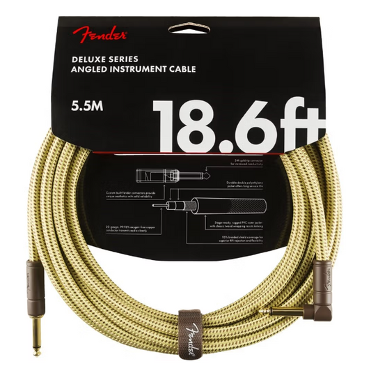 Fender Deluxe Series Instrument Cable - Straight / Angle - 18.6' (Tweed)
