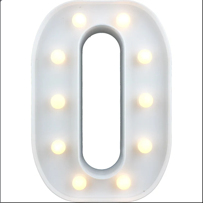 LED Light Up Letter O, White - 21.5 x 15cm