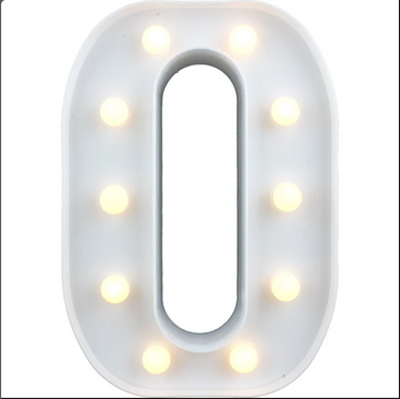LED Light Up Letter O, White - 21.5 x 15cm