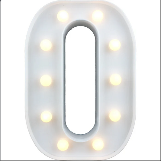 LED Light Up Letter O, White - 21.5 x 15cm