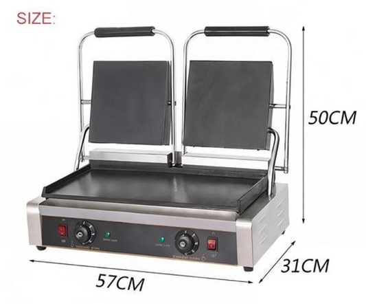 Commercial Double Electric Griddle Multigrill Toaster: Waffle Maker, Sandwich Press, and BBQ