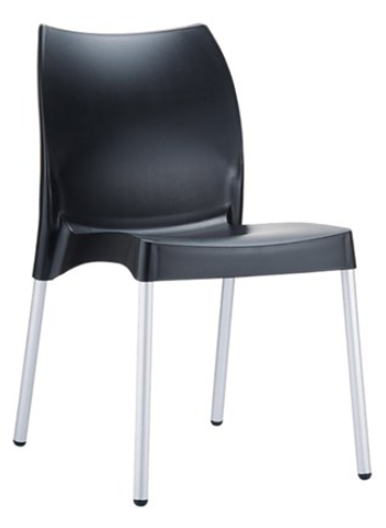 Chair Black with Anodized Aluminium Legs Vita - 450mm