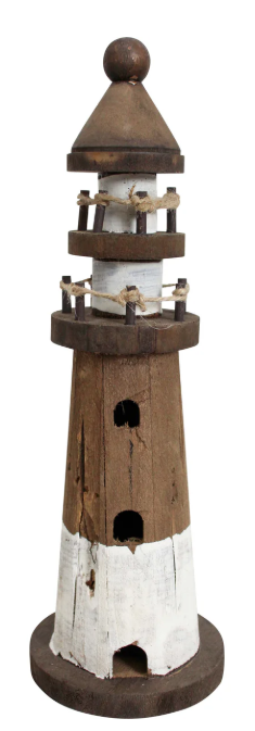 Rustic Wooden Lighthouse -  28 x 9 x 9cm