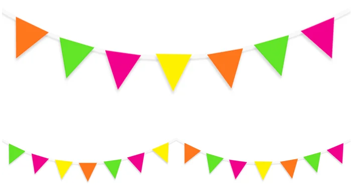 Mini Neon UV Party Flags Banner - 3m