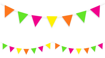 Mini Neon UV Party Flags Banner - 3m
