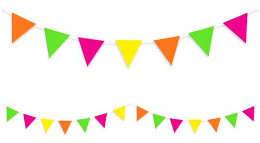 Mini Neon UV Party Flags Banner - 3m