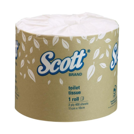 SCOTT 5741 Toilet Tissue, White 2 Ply, 400 Sheets/Roll, 48 Rolls/Case