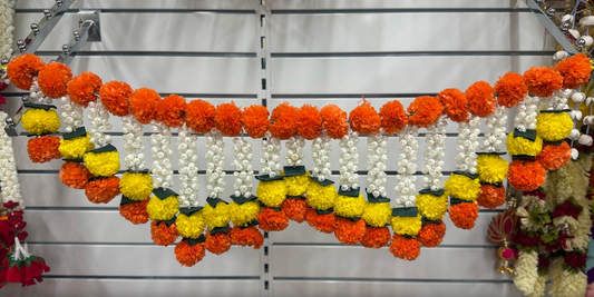 Artificial Marigold Flower Garlands Door Toran Door Hangings for Decoration Orange & Yellow - 105 x 5 x 45 cm