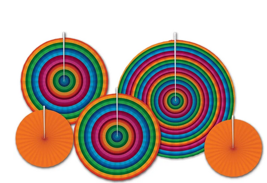 Fiesta Hanging Fan Decorations (Pack of 5)