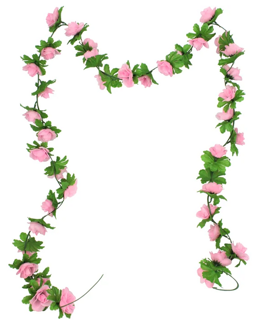 Artificial Light Pink Rose Garland 2m