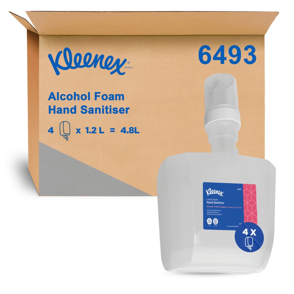 KLEENEX 6493 Alcohol Foam Hand Sanitiser, 1,200ml/Cartridge, 4 Cartridges/Case