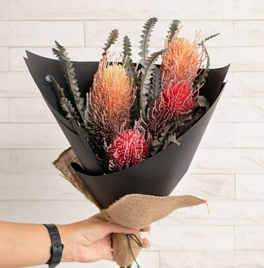 Real Touch Australian Banksia x 2 Head Spray Orange (80cmH)