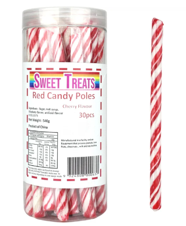 Red Swirl Candy Poles (Pack of 30)