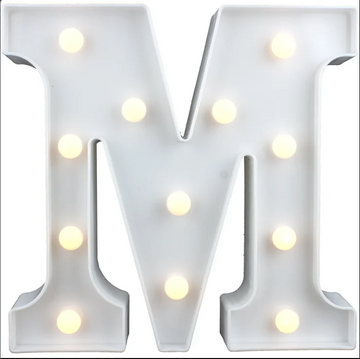 LED Light Up Letter M, White - 22 x 22.5