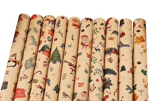 10PCS Multiple Patterns Christmas Wrapping Paper Gift Box Wrap Rolls - 70 x 50cm