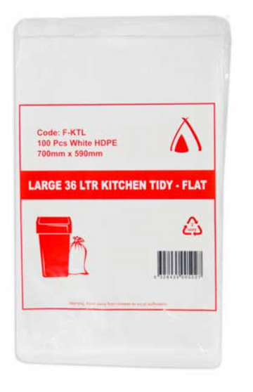 Kitchen Tidy, Bin Liner, 36L, White, 1000 CTN