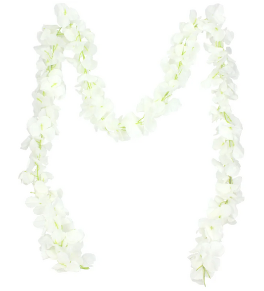 Artificial White Hibiscus Petal Garland 2m
