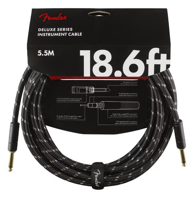 Fender Deluxe Series Instrument Cable - Straight / Straight 18.6' (Black Tweed)