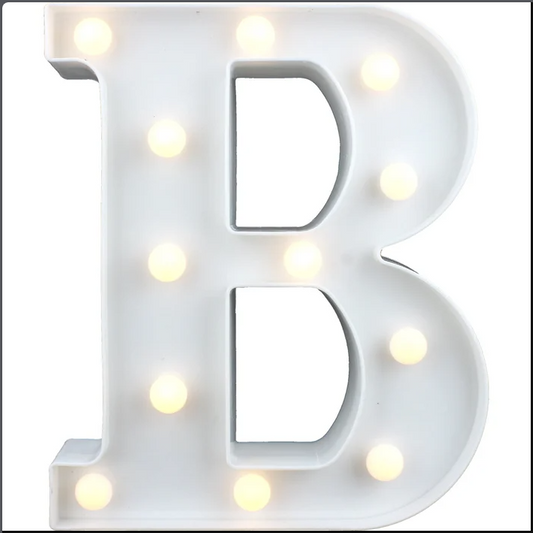LED Light Up Letter B, White - 21 x 18cm