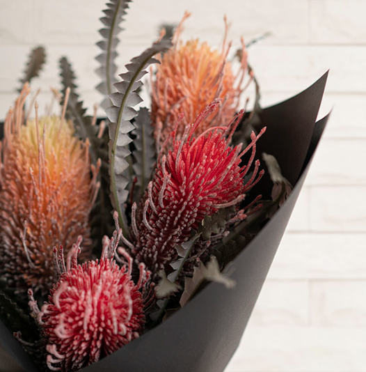 Real Touch Australian Banksia x 2 Head Spray Red (80cmH)