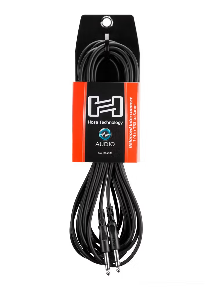 Hosa CSS-125 1/4" TRS to Same Balanced Interconnect Cable (25ft)