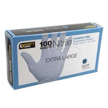 Nitrile Disposable Gloves, Powder Free, Size Extra Large, Blue, 100PK, 1/BOX