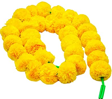 Artificial Yellow Marigold Flowers Garland For Decoration - 15 cm