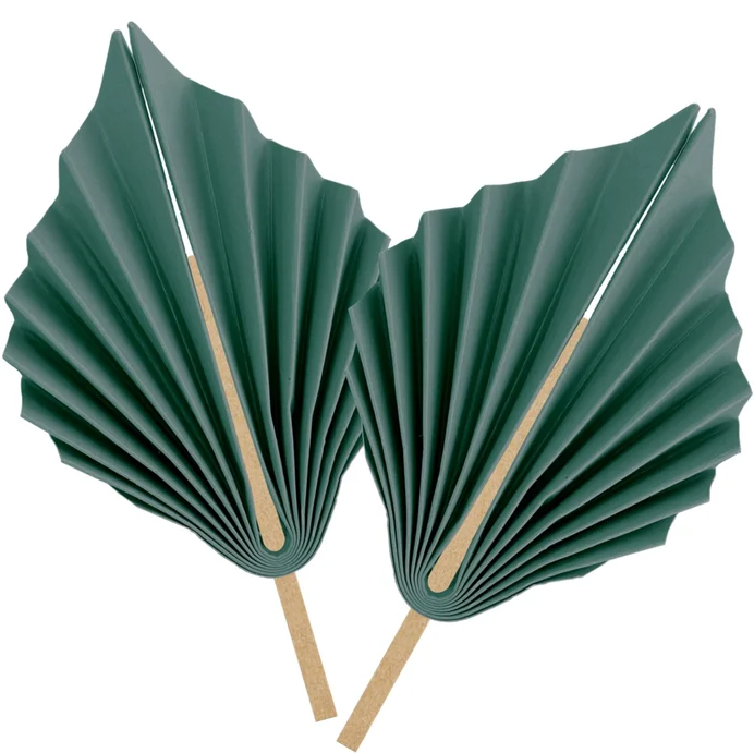 Sage Green Palm Leaf Paper Fan Decorations (Pack of 2)