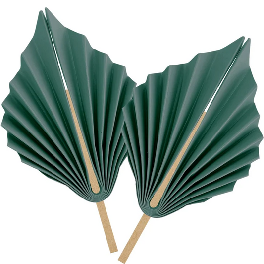 Sage Green Palm Leaf Paper Fan Decorations (Pack of 2)