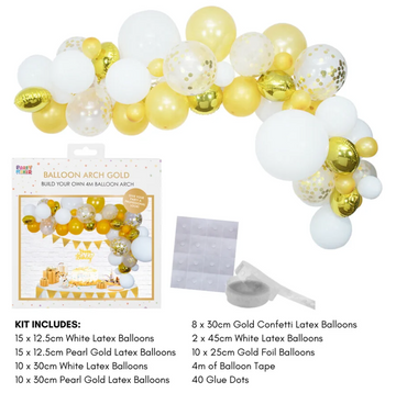 Gold & White Balloon Arch Kit - 4m