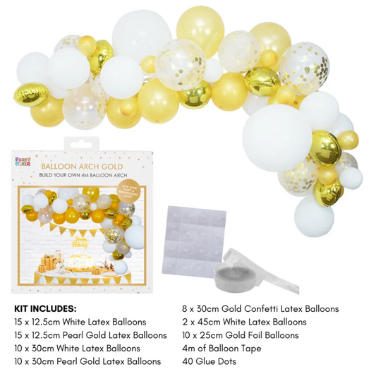 Gold & White Balloon Arch Kit - 4m